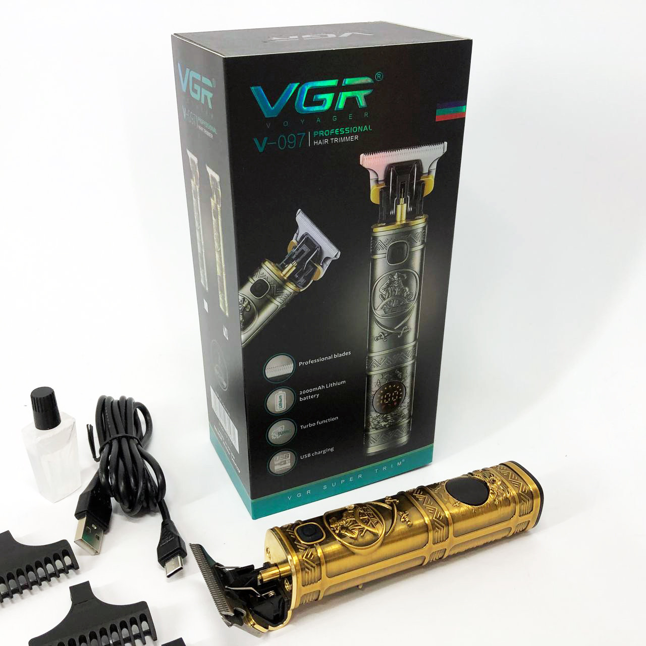 Електрична машинка для стрижки з насадками VGR, Електробритва для стрижки голови, Тример бездротовий MW-43, фото 1