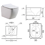 Унітаз підвісний безободковий DUSEL CUBIS DWHT 10201030R з плавнопадаючим сидінням Soft Close дюропласт, фото 10