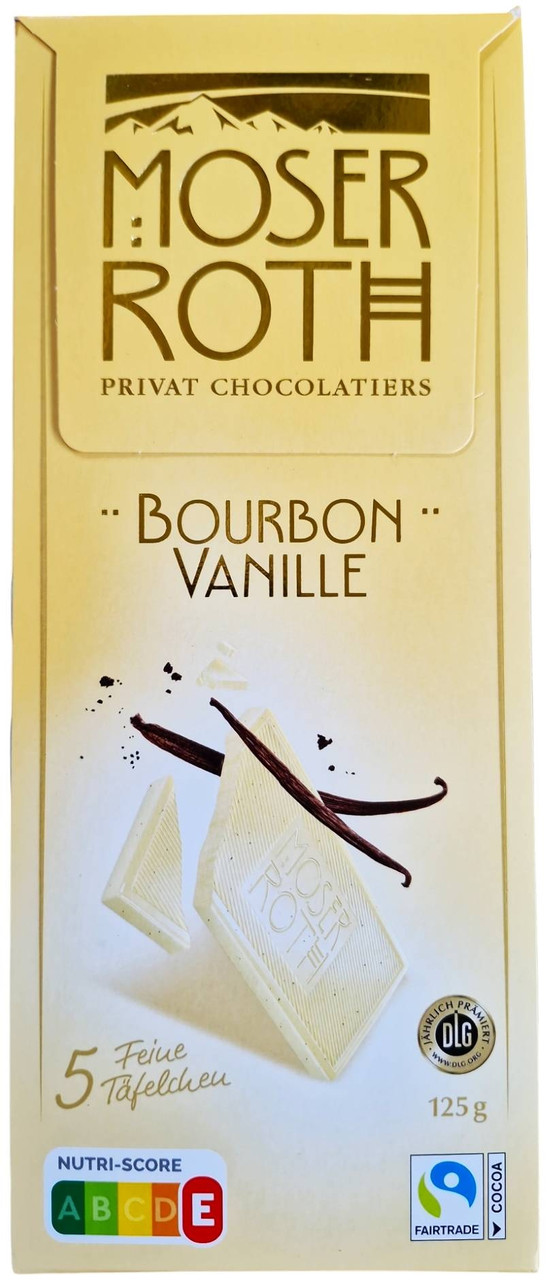 Шоколад Білий зі смаком Бурбон Ваніль Moser Roth Bourbon Vanille 125 г Німеччина, фото 1