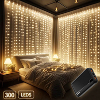 Світлодіодна гірлянда завіса (штора) 300 Led 3*3м теплий колір USB CW-GW-300L33U ColorWay, фото 9