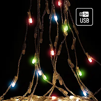 Світлодіодна гірлянда каскад 126 Led 9*1,5м 8 режимів різнокольорова USB CW-G-126L91CUMC ColorWay, фото 4
