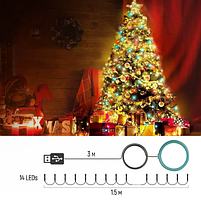 Світлодіодна гірлянда каскад 126 Led 9*1,5м 8 режимів різнокольорова USB CW-G-126L91CUMC ColorWay, фото 6