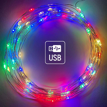 Світлодіодна гірлянда роса 50 Led 5м 8 режимів різнокольорова USB CW-G-50L5NUMC ColorWay