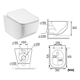 Унітаз підвісний безободковий DUSEL LUNAR DWHT10201530R з плавнопадаючим сидінням Soft Close дюропласт, фото 10