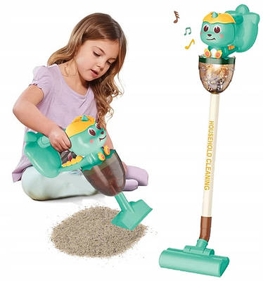 Яскравий дитячий набір Наведення порядку Прибирання 5 предметів Ручний пилосос динозаврик Труба щітка Щілинна насадка