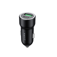 Автомобільний зарядний пристрій Havit HV-CC613 USB+Type-C QC+PD чорний, фото 3