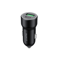 Автомобільний зарядний пристрій Havit HV-CC613 USB+Type-C QC+PD чорний, фото 4