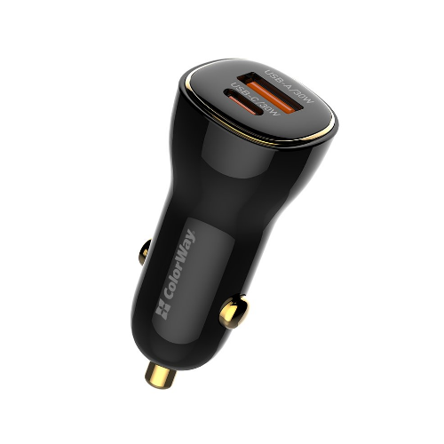 Автомобільний зарядний пристрій ColorWay CW-CHA046PD-BK USB+Type-C 60W PD чорний