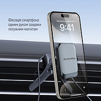 Тримач автомобільний для мобільного Air Vent-6 ColorWay CW-CHM16-GR магнітний сірий, фото 5