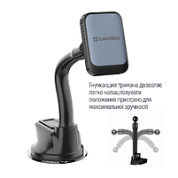 Тримач автомобільний для мобільного Dashboard-3 ColorWay CW-CHM17-GR магнітний сірий, фото 10