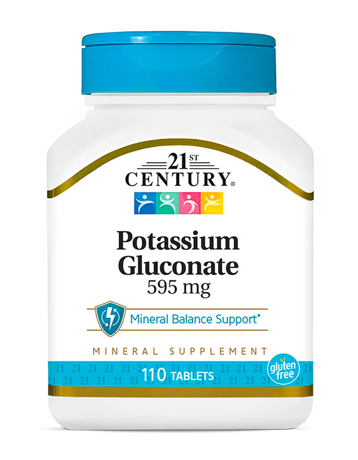 Калій глюконат 21st Century Potassium Gluconate 595 мг 110 таб США