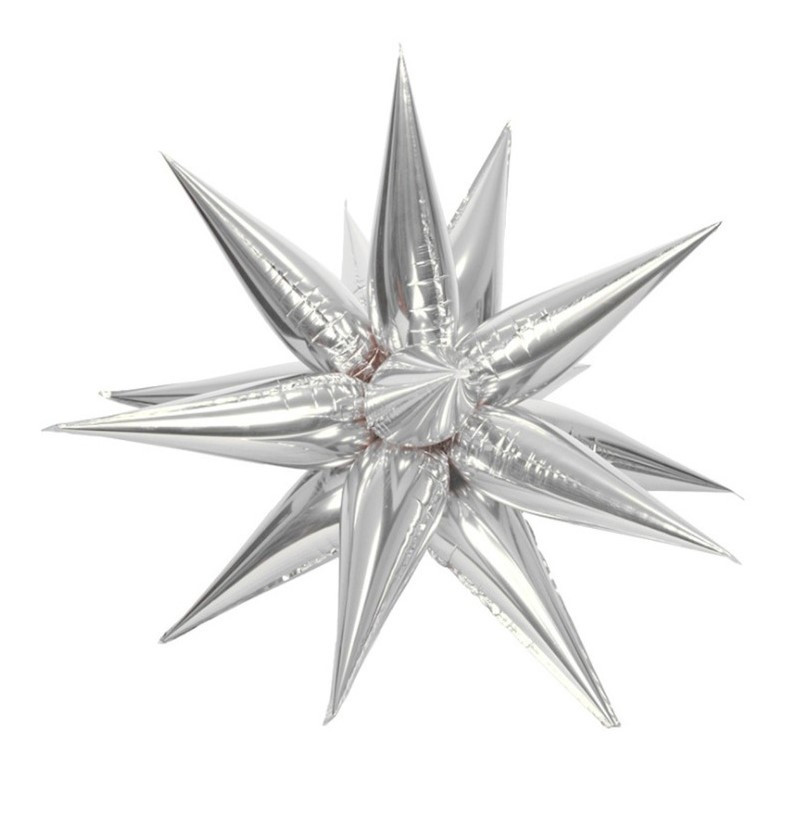 Фольгована Зірка 3D срібна 65х65 см