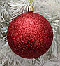 Набір новорічних куль 8 см, 6 шт – яскраві пластикові ялинкові прикраси з блиском, 18 кольорів, фото 7