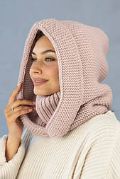 Жіночий в'язаний капор без підкладки на зиму