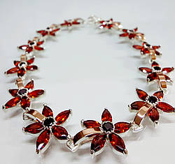 Срібний браслет з пластинами із золота