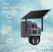 Вулична WiFi камера відеоспостереження із сонячною панеллю та двома об'єктивами TP18 Камера відеоспостереження 6Мп, фото 3