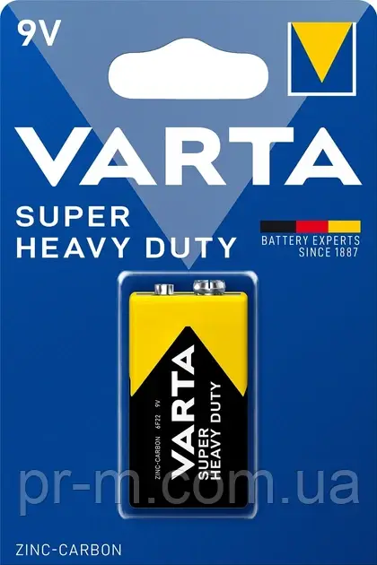 Батарейка VARTA крона 9V сольова на блістері (чорна) 12 шт/уп