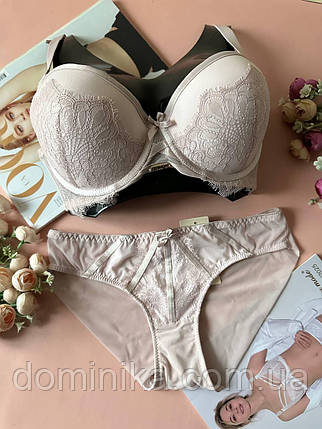 90/95D Мереживний комплект жіночої нижньої білизни великих розмірів на чашку D, колір капучино, фото 1