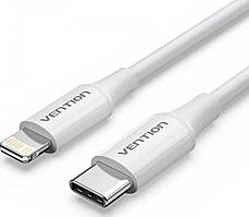 Кабель Vention USB 2.0 Type-C Male to Lightning Male 3A Cable 1M White PVC Type
