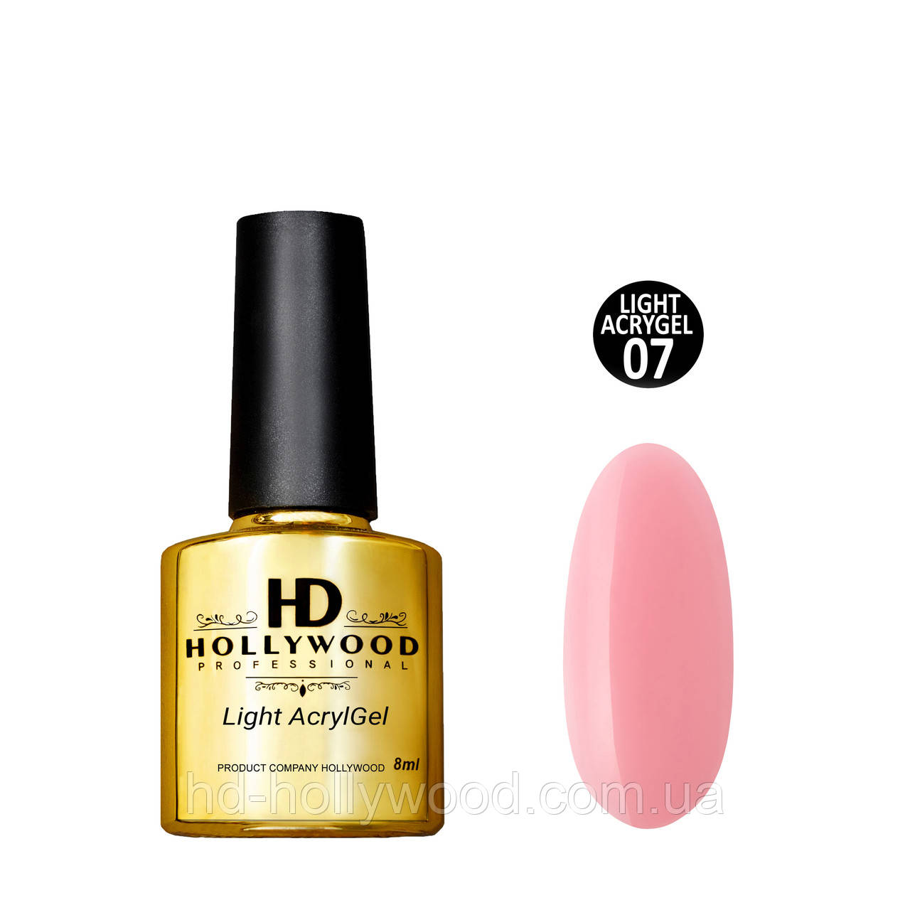 Рідкий акригель Light Acrygel 07 Рожевий нюд HD Hollywood, фото 1