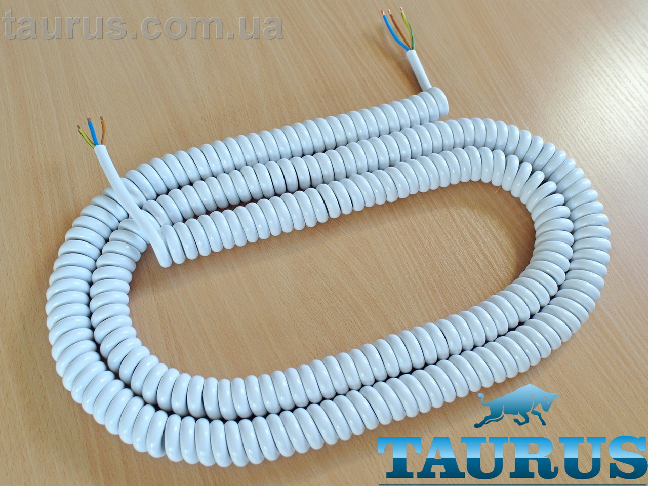 Кабель спіральний білий ThermoPulse Power White 2.0m 3G1.5 /розтягнення до 12 м. Потужність до 3500W. Мідь