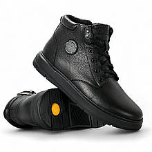 Черевики чоловічі зимові Clubshoes(Україна) шкіряні, водонепроникні з хутром та шнурівкою чорні FK Мех чер