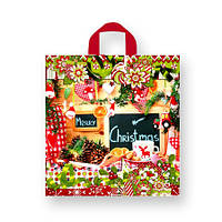 Пакети новорічні поліетиленові з петлевою ручкою 40х43 "Mary Christmas" 25 шт/уп. новий рік пакет подарунковий