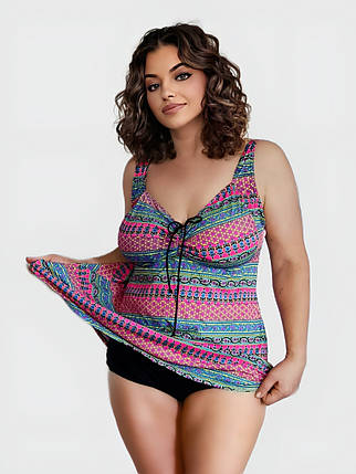 Купальник танкіні Sisianna 318001-20 чорний-кольоровий 54 56 58 60 62 розмір, фото 1