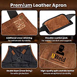 Фартух вогнестійкий замшевий для зварювальних робіт UWeld кевларова нитка, захист від бризок металу UW12TAR, фото 3