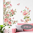 Наклейка на стіну 3D меблі вінілові інтер'єрні з квітами 87х80 рожевий 8912, фото 2