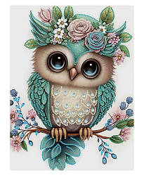АВ-038. Алмазна мозаїка часткова блискучими стразами Красуня Сова