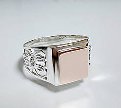 Срібна чоловіча печатка з золотими накладками