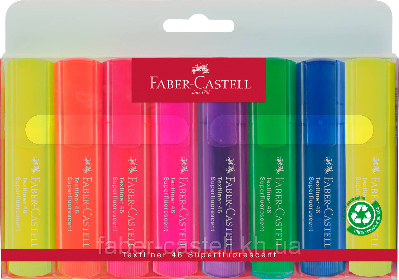 Набір маркерів текстових Faber-Castell Textliner 46 Superflourescent, 8 штук (6+2 жовтих), 154662