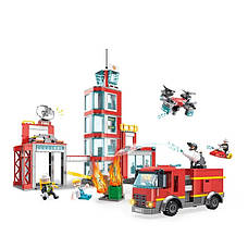 Конструктор Cogo Fire Пожежна станція 3622, пожежна машина, гідроцикл, квадрокоп, блоковий, 616 дітей, фото 2