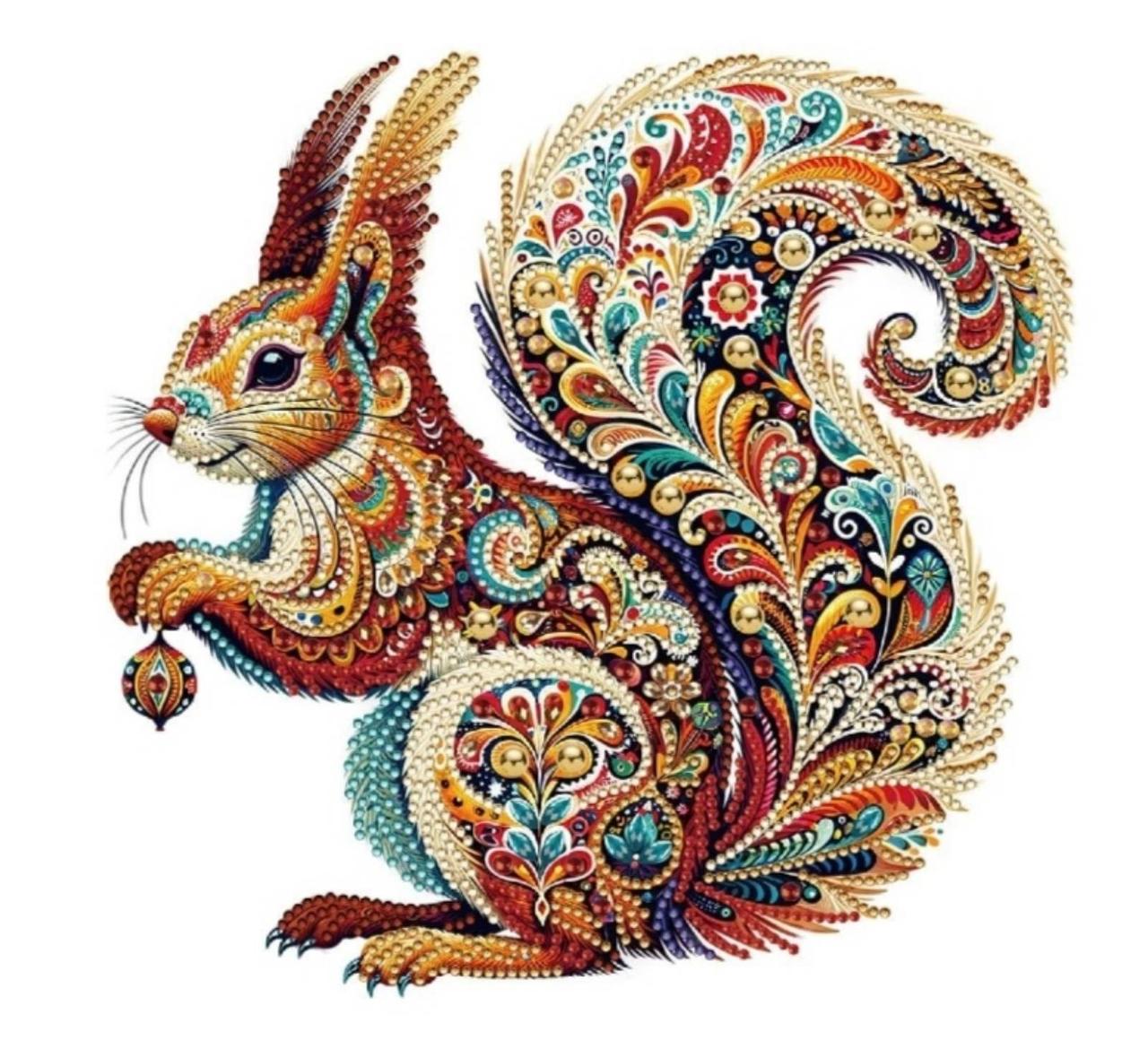 АВ-026. Алмазна мозаїка часткова блискучими стразами Білочка, фото 1