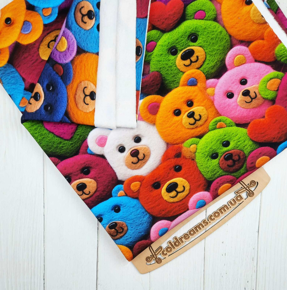 Тринитка з начосом "Кольорові ведмедики" — (диджитал) щільність 340/м.