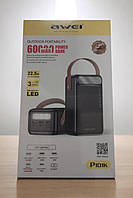 Повер банк для телефона Power Bank Awei P101K 60000mah чорний швидке заряджання з ліхтариком