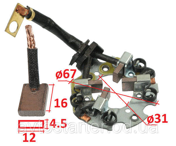 Щеточный узел стартера NISSAN Almera, Primera, HYUNDAI H-1, H100, Lantra, Santamo, Satellite, Sonata, Starex, KIA Joice, MAZDA 2600, MITSUBISHI Colt, Eclipse, Galant, L200, L300, L400, Lancer, Pajero, Santamo, Great Wall Deer 9100584 Щеточный узел стартера NISSAN Almera, Primera, HYUNDAI H-1, H100, Lantra, Santamo, Satellite, Sonata, Starex, KIA Joice, MAZDA 2600, MITSUBISHI Colt, Eclipse, Galant, L200, L300, L400, Lancer, Pajero, Santamo, Great Wall Deer 9100584