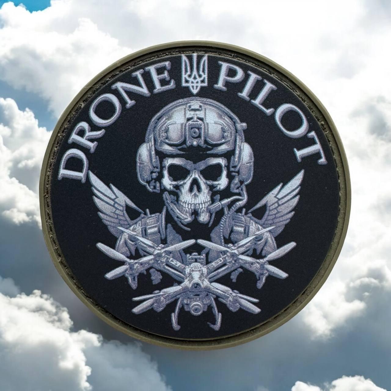 Шеврон гумовий на липучці пілот дрона патч Drone pilot ПВХ