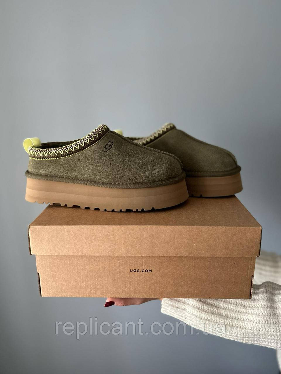 Зимові UGG жіночі черевики UGG Tasman Platform Khaki уги зимові ugg на хутрі, фото 1