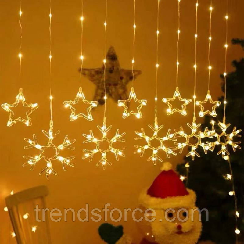 Гірлянда штора 10 фігур тепла Usb Зірки Сніжинки And SF-41 209317