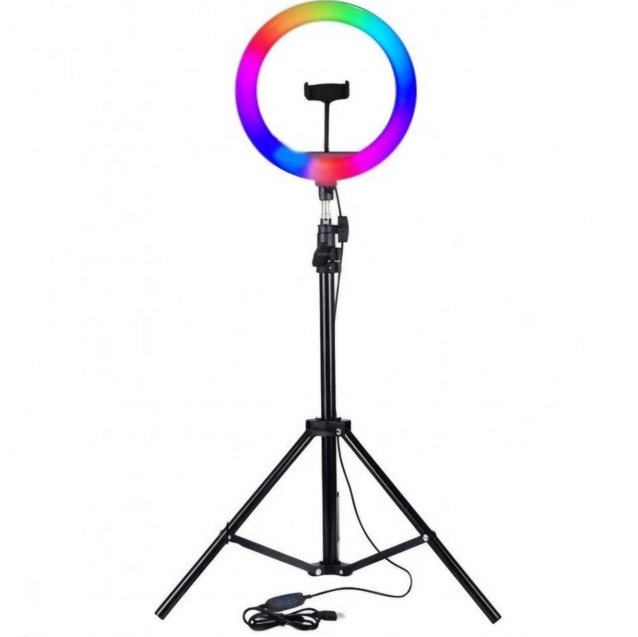 RGB кільцева лампа 20 см зі штативом – 16 кольорів, USB, LED MJ-20