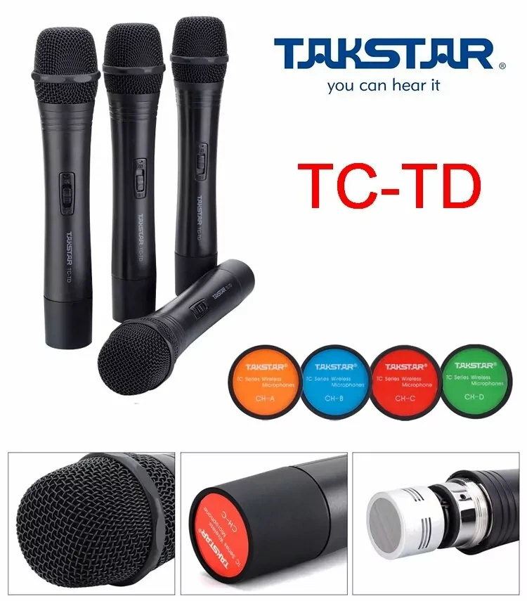 TC-TD Takstar Ручний вокальний мікрофон для 4х канальної радіосистеми Takstar TC4R (опція, що вибирається до, фото 1