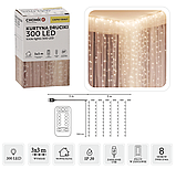 Гірлянда-штора Chomik, 3х3 м, 300 LED теплий білий, USB з пультом, фото 3