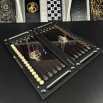 Нарди скляні з УФ-друком ЛЕВА подарункові 60х30см, фото 5