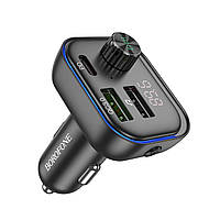 АЗП з FM-модулятором BOROFONE BC54 Acertar PD30W+QC3.0 car BT FM transmitter 18W Black