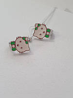 Срібні сережки дитячі Hello Kitty