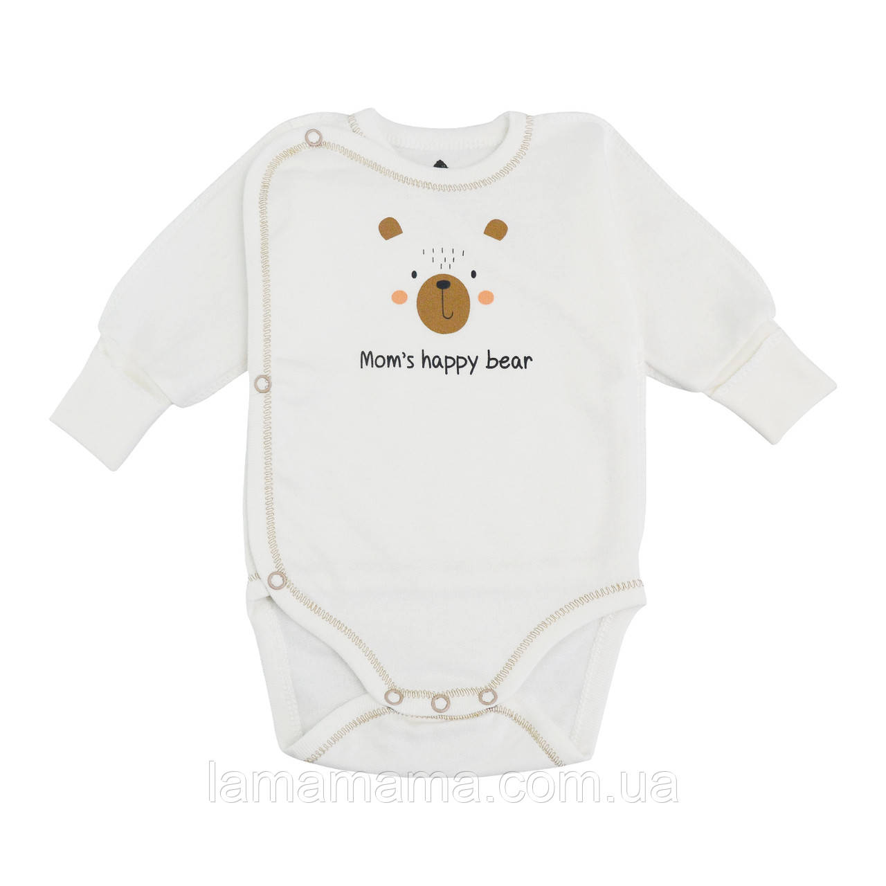 Тепла боді-льоля р. 56 (футер із начосом) з довгим рукавом Happy Baby Молочний Minikin р. 56