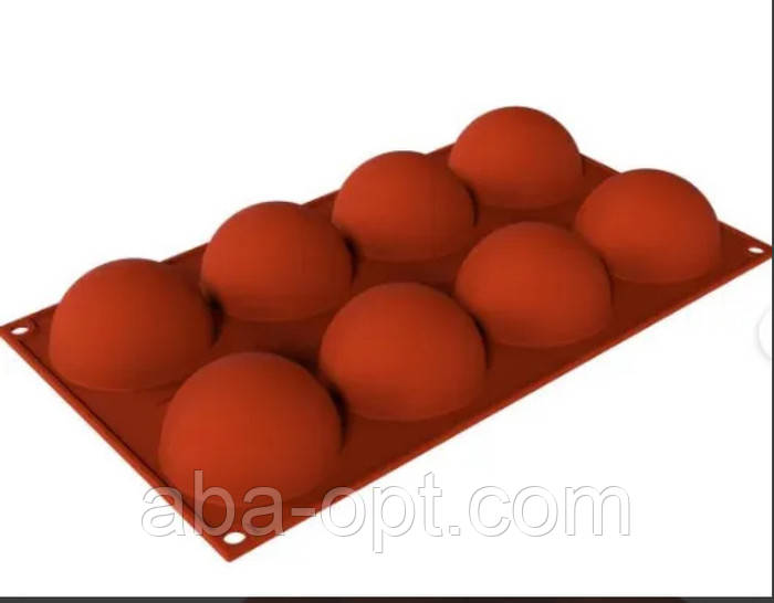 Форма силіконова на 8 виробів 29 х 17 см Півсфера ( шт ), фото 1