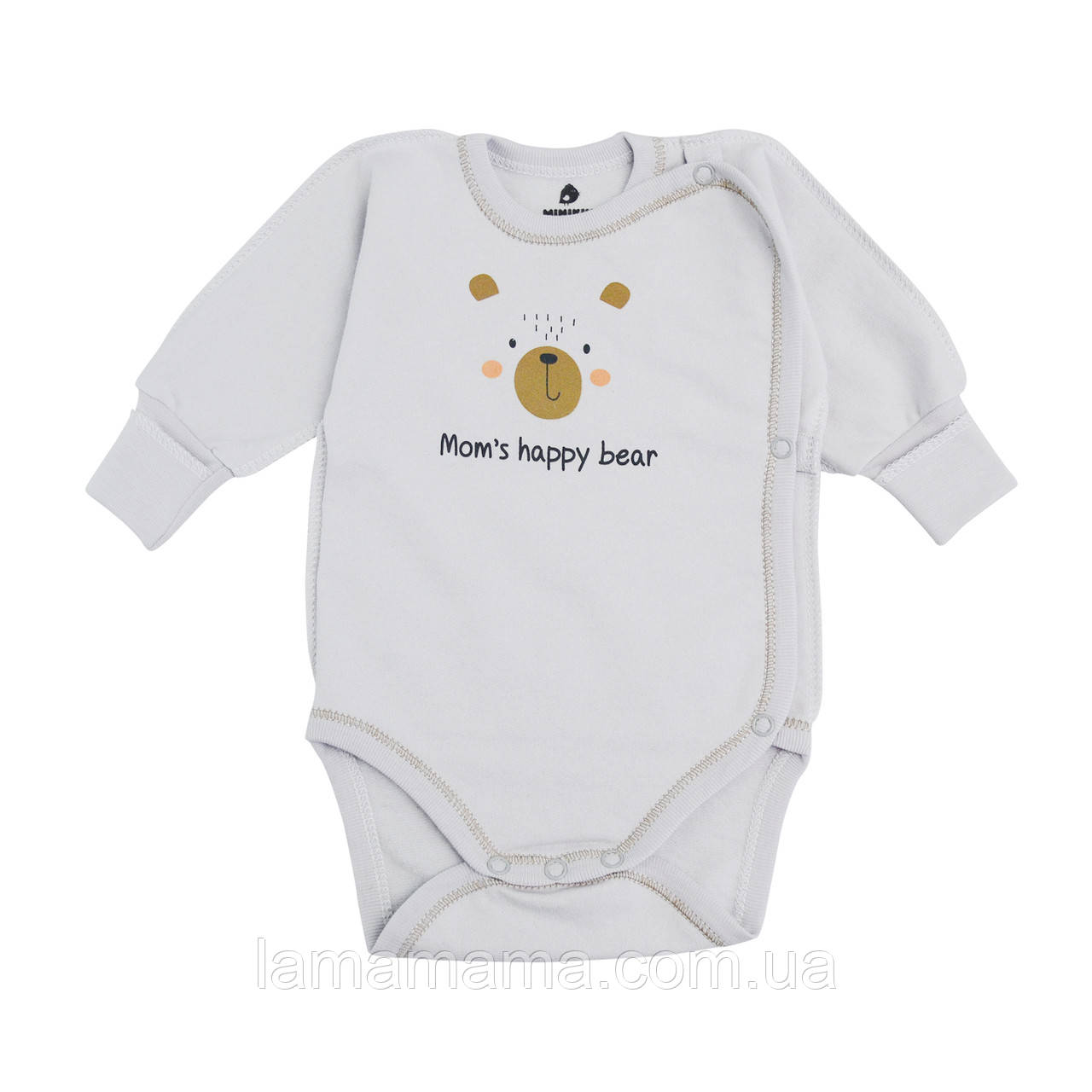 Тепла боді-льоля р. 62 (футер з начосом) з довгим рукавом Happy Baby Сірий Minikin